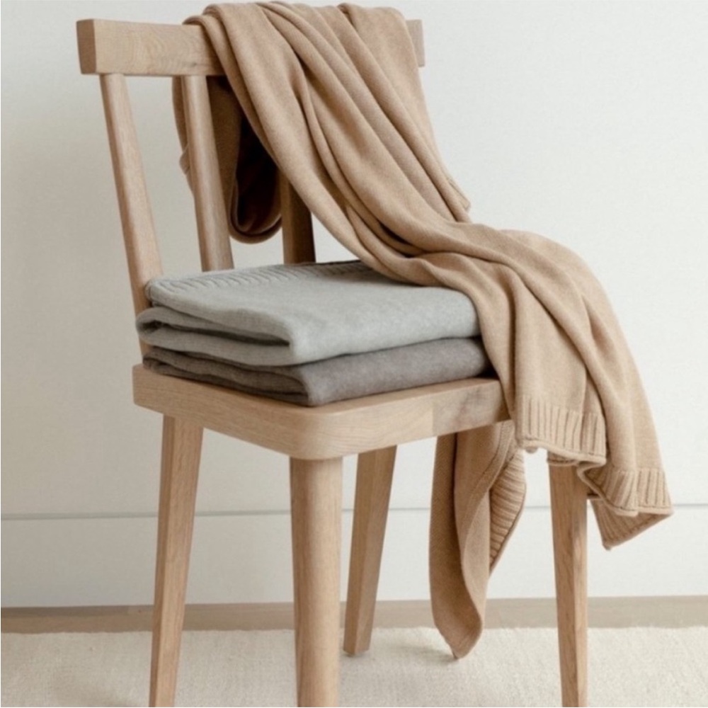 NWT Jenni Kayne x Oak Essentials Sonoma Throw Blanket Cotton & Cashmere Neutral